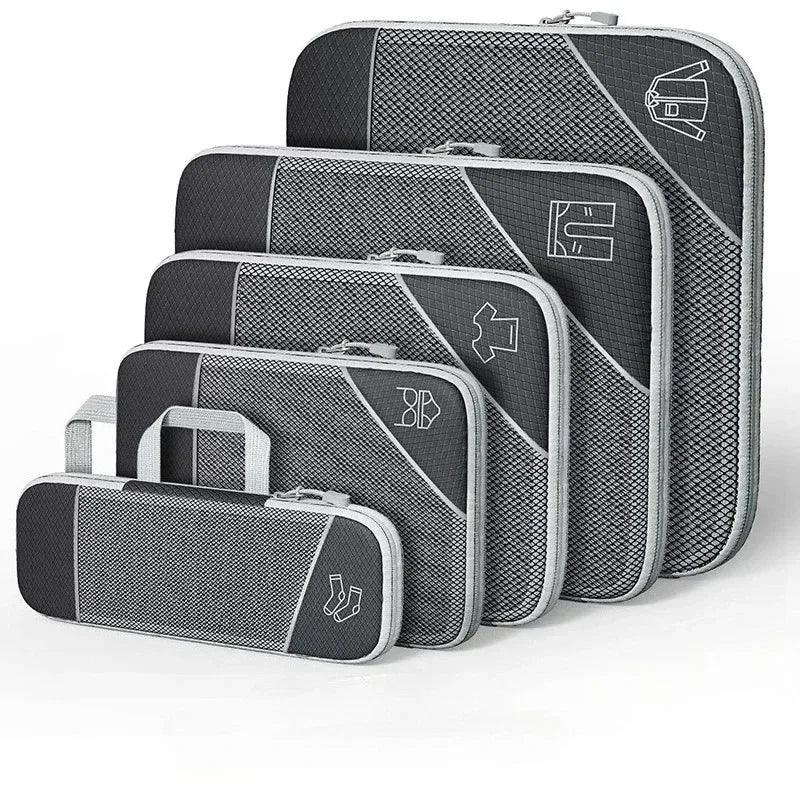 5PCS Compression Packing Cubes, Mesh Travel Packing Cubes for Suitcases, Lightweight Organizers Bag Set for Travel Essentials - Luvia