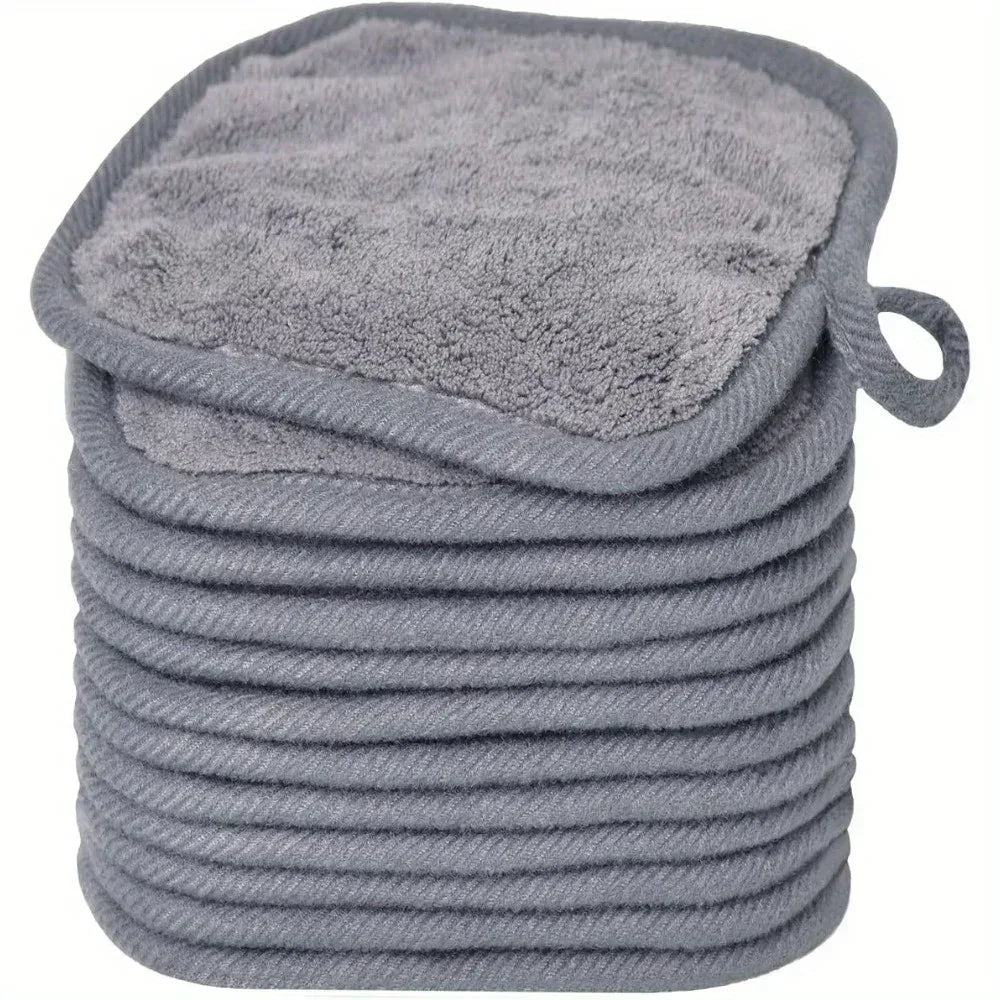 12PCS Microfiber Face Cloths Reusable Makeup Remover Cloth Makeup Towels Face Deep Cleaning Pads Skincare Beauty Tools - Luvia