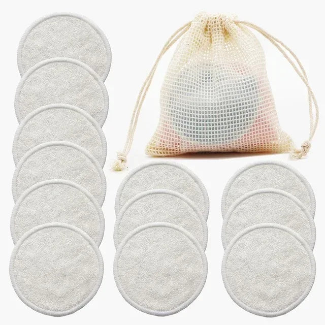 12PC Reusable Cotton Pads Makeup Remover Pads Washable Round Bamboo Make Up Pads Cloth Nursing Pads Skin Care Tool Skin Cleaning - Luvia