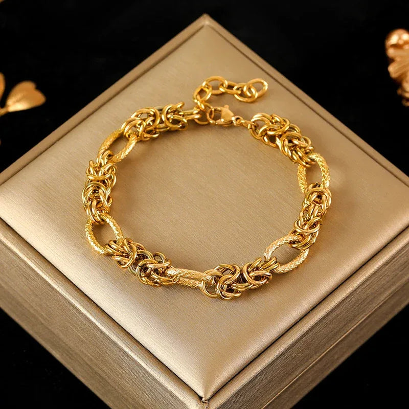 EILIECK 316L Stainless Steel Sparkling Rhinestone Chain Bracelet Bangles For Women Trendy Wrist Chain Waterproof Jewelry Gift - Luvia