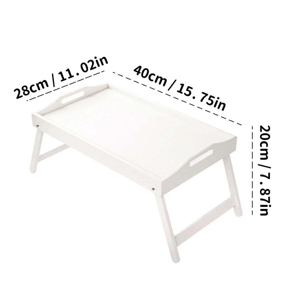 Bamboo Breakfast Bed Tray with Folding Legs - Perfect for Sofa, TV, Laptop or Snack Use - Serving Breakfast in Bed (Black/White) - Luvia