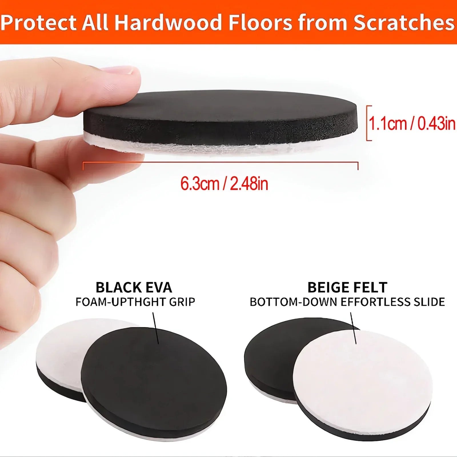 4/8/16pcs 2.5inches Furniture Sliders, Heavy Duty Furniture Movers Sliders, Floor Protectors Mat For Carpet Hardwoods Floors - Luvia