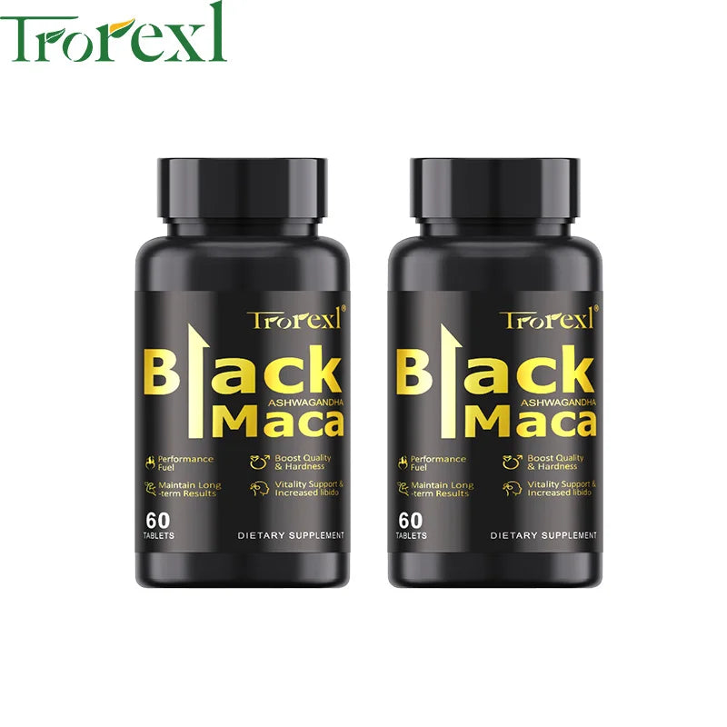 Natural Black Maca with Ashwagandha, Male Enhancing Supplements, Stamina & Energy, Supports Reproductive Health