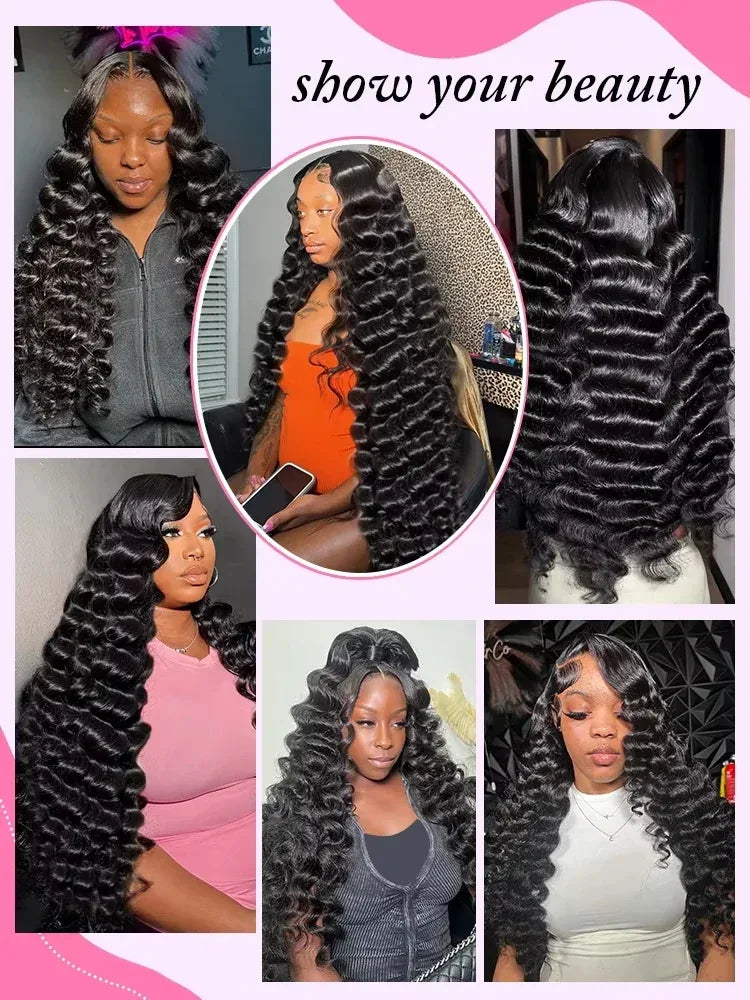 300 Density Loose Deep Wave 13x6 Hd Lace Front Human Hair Wig For Women Brazilian Curly Glueless Wigs On Clearance Sale 30 inch - Luvia