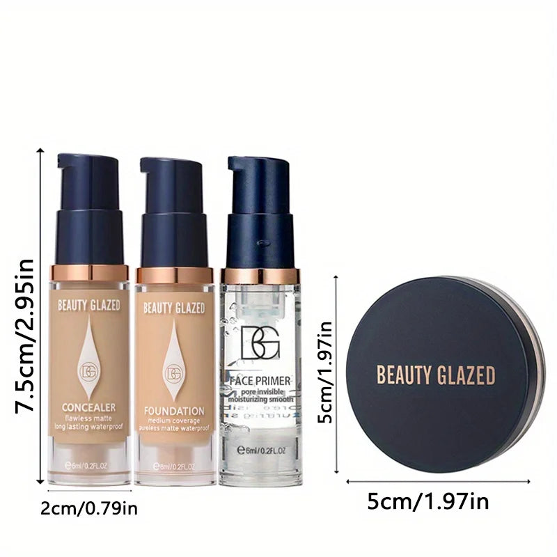 4pcs/set Magic Face Makeup Kit Natural Moisturizing Primer Long Lasting Waterproof Concealer Foundation Travel Face Makeup Set