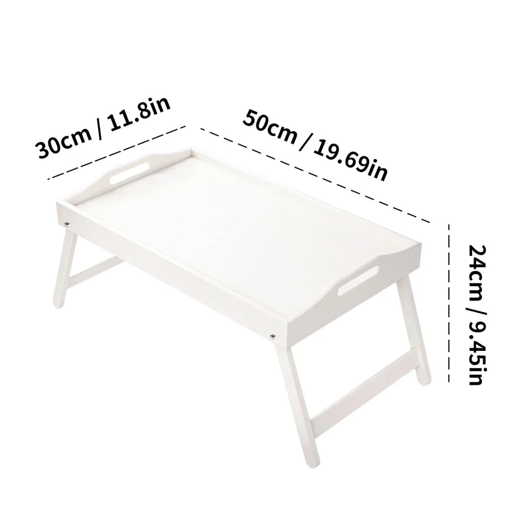 Bamboo Breakfast Bed Tray with Folding Legs - Perfect for Sofa, TV, Laptop or Snack Use - Serving Breakfast in Bed (Black/White) - Luvia