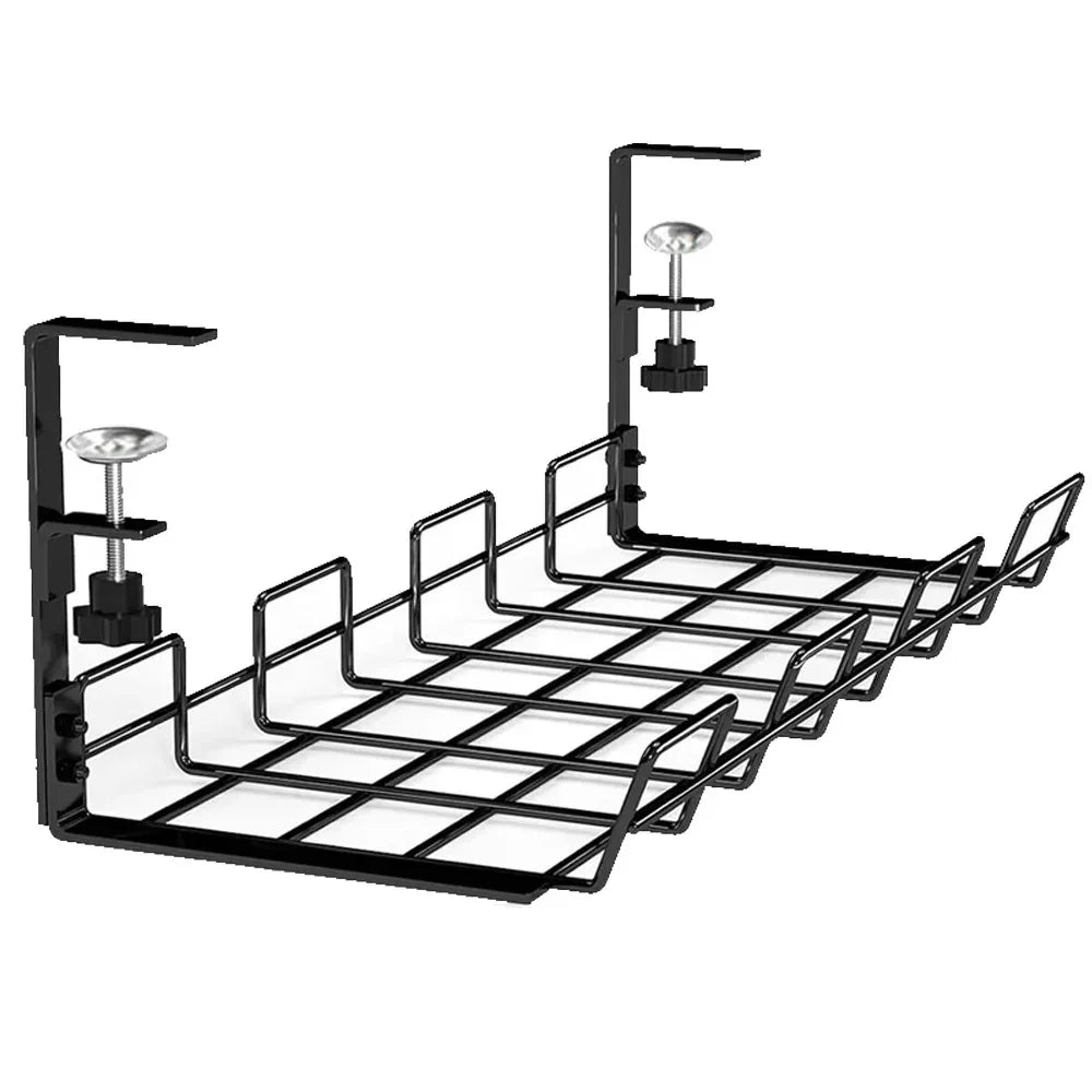 Cable Management Box Under Desk Cable Organizer Storage Shelf Desk Wire Management Cable Tray Under Desk No Drill Metal Rack For - Luvia
