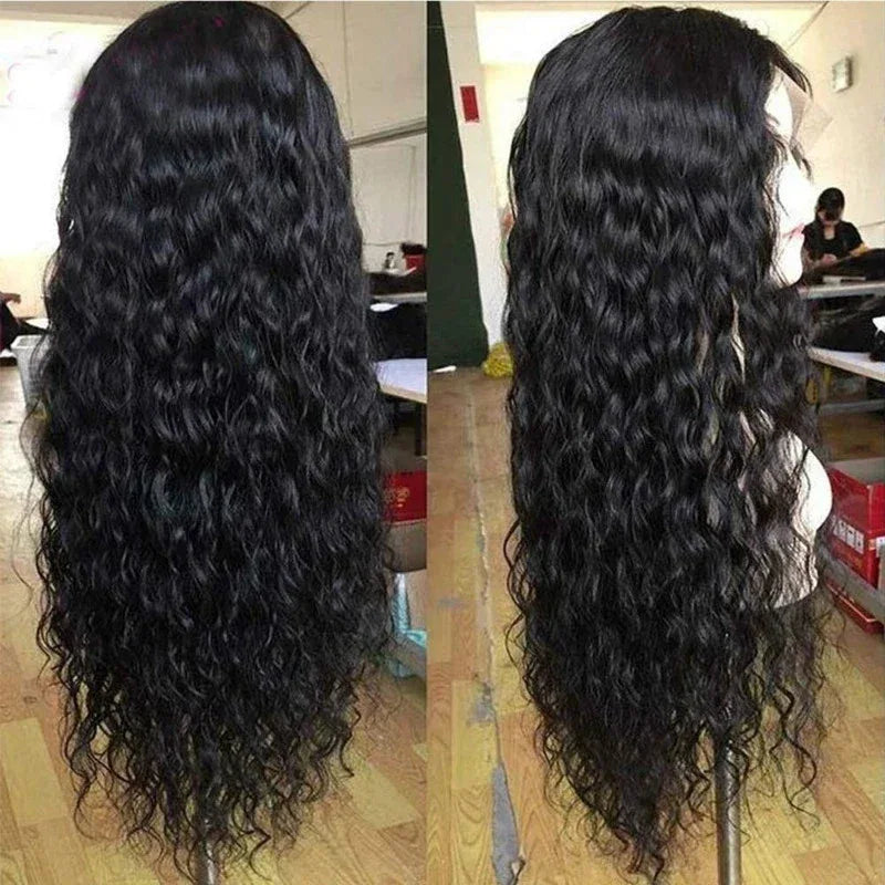 Wig for Women, African Small Curls, Fashionable Middle-Parted Long Curly Hair, Corn Perm Synthetic Fiber Wig Headgear - Luvia