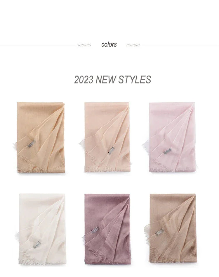 100% Cashmere Scarf Women Luxury Brand Warm Soft Wrap Shawl Large Size Fashion Pashmina Thin Scarf Summer Four seasons - Luvia