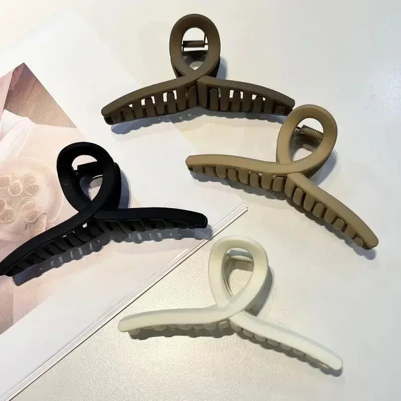 4 Pcs Large Solid Cross Matte Hair Claw Clips for Women Girls Fashion Daily Updo Accessories 13cm - Luvia