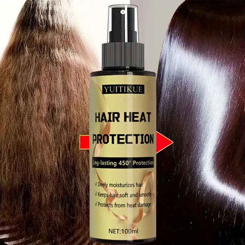Hair heat protection spray, long-lasting protection up to 450 degrees, deeply moisturizes hair, making it soft and smooth. - Luvia
