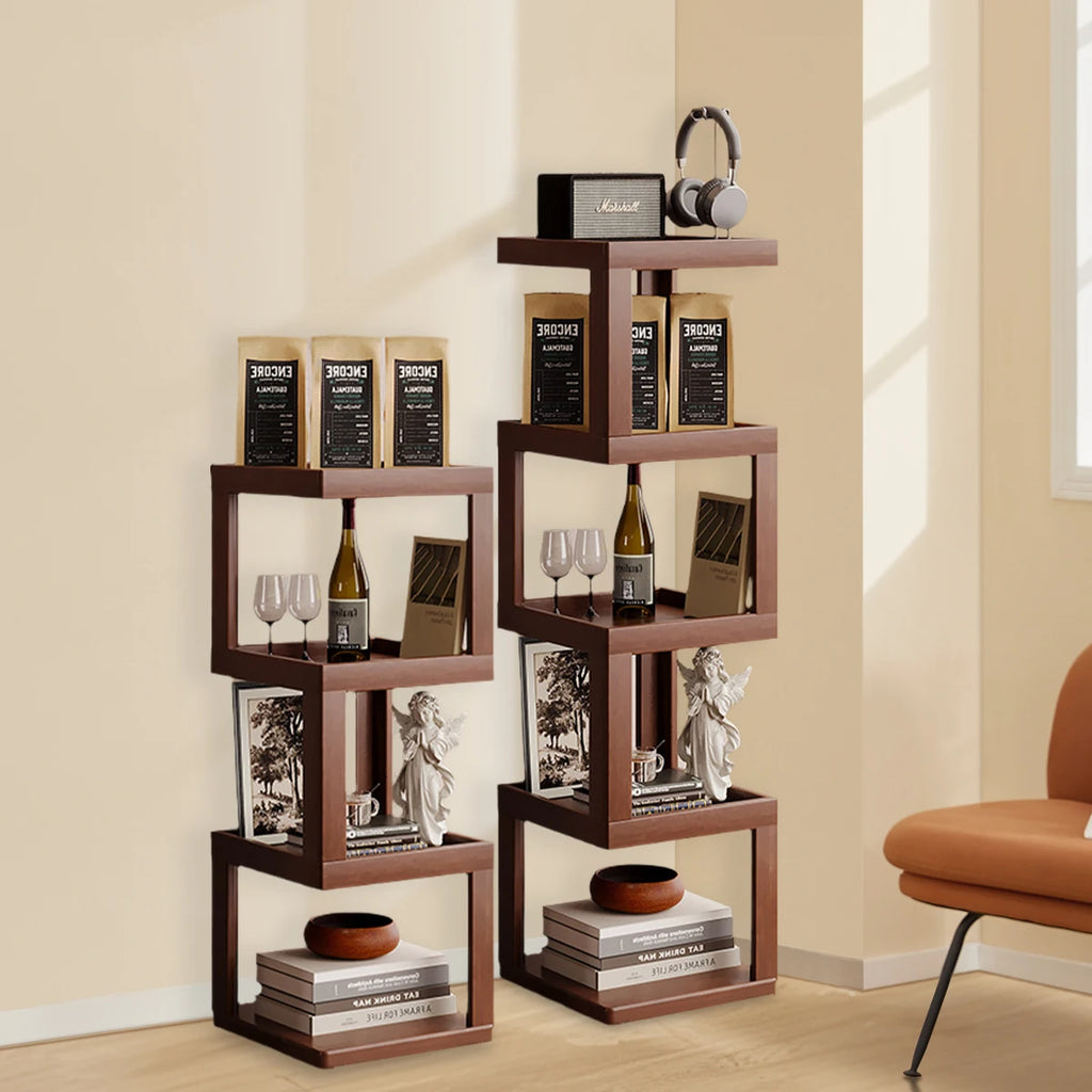 Multi-Tier Bamboo Storage Side/Bedside Table - 3/4/5 Tier Modern Nightstand for Bedrooms & Living Rooms (Small Spaces)