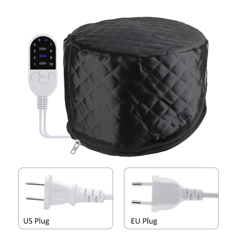 Electric Hair Steamer Cap Hair Heating Hat 3 Time Setting10-Level Heat Home Use Thermal for Deep Conditioning Hair Care SPA Cap - Luvia
