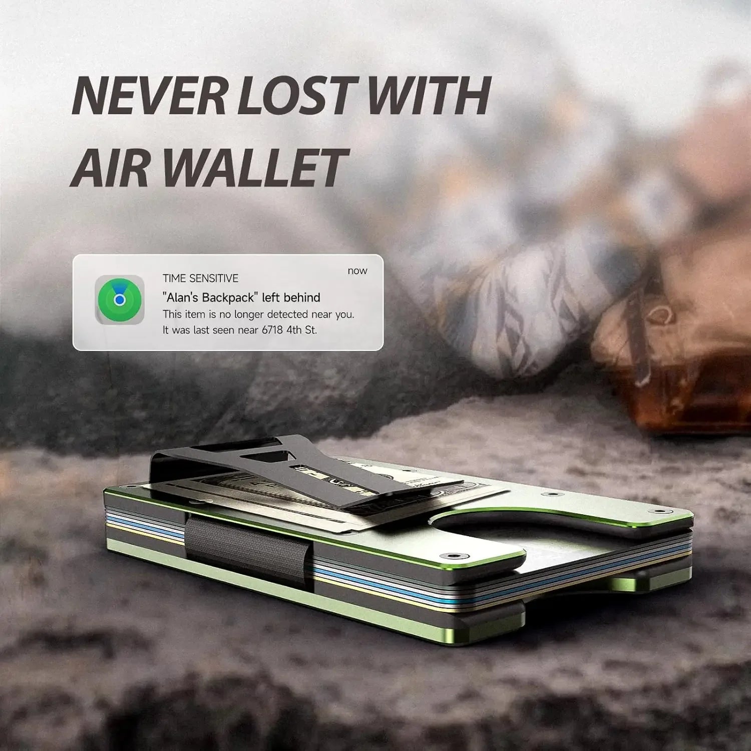 RFID Blocking Credit Card Holder, Slim Wallet For Men, Compatible with Find My iOS Only, Detachable Money Clip - Luvia