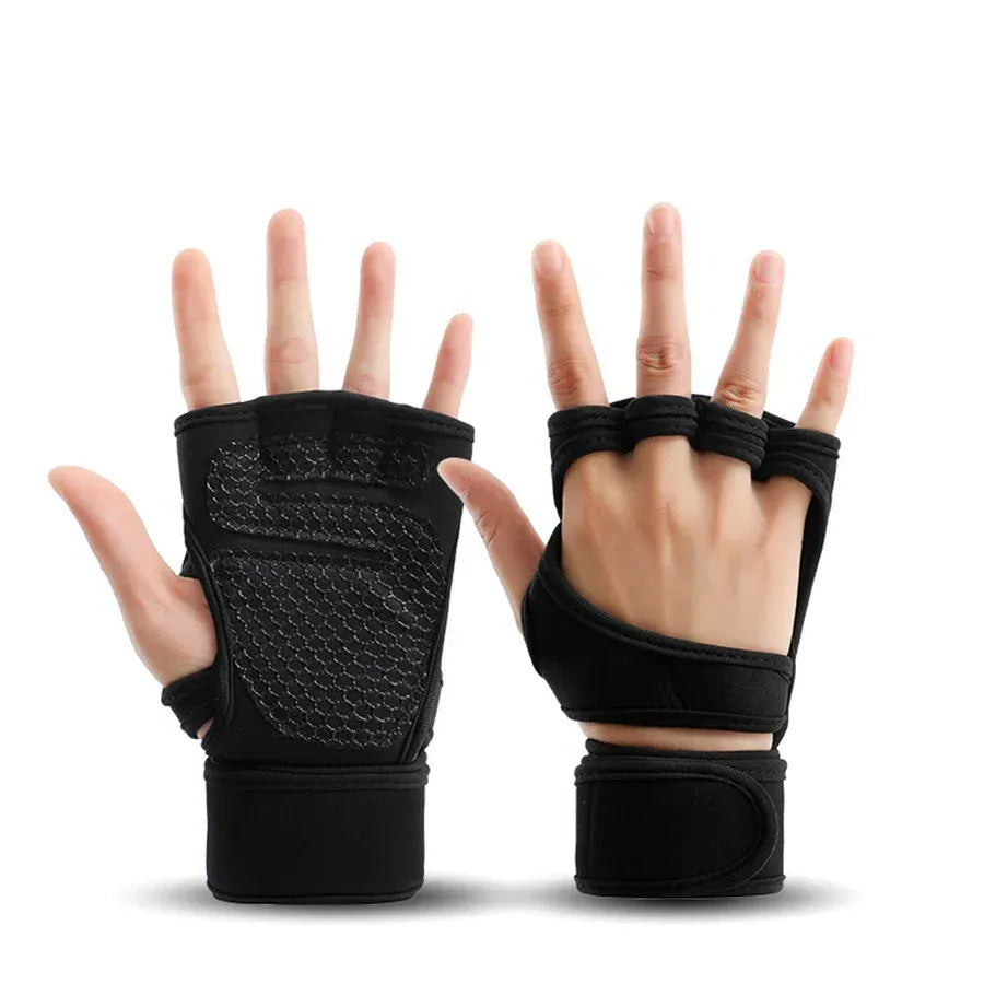 Sports Weight Lifting Workout Gloves ，with Built-in Wrist Wraps Full Palm Protection，Grip Great for Gym Pull Ups Cross Training - Luvia
