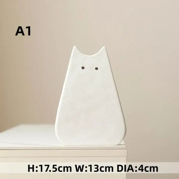 Cute cat-like ceramic vase, Nordic style, simple and cute, decoration for dried flower arrangement, hydroponic living room - Luvia