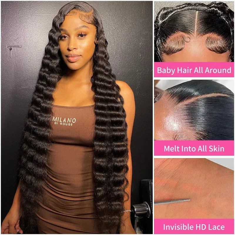 300 Density Loose Deep Wave 13x6 Hd Lace Front Human Hair Wig For Women Brazilian Curly Glueless Wigs On Clearance Sale 30 inch - Luvia