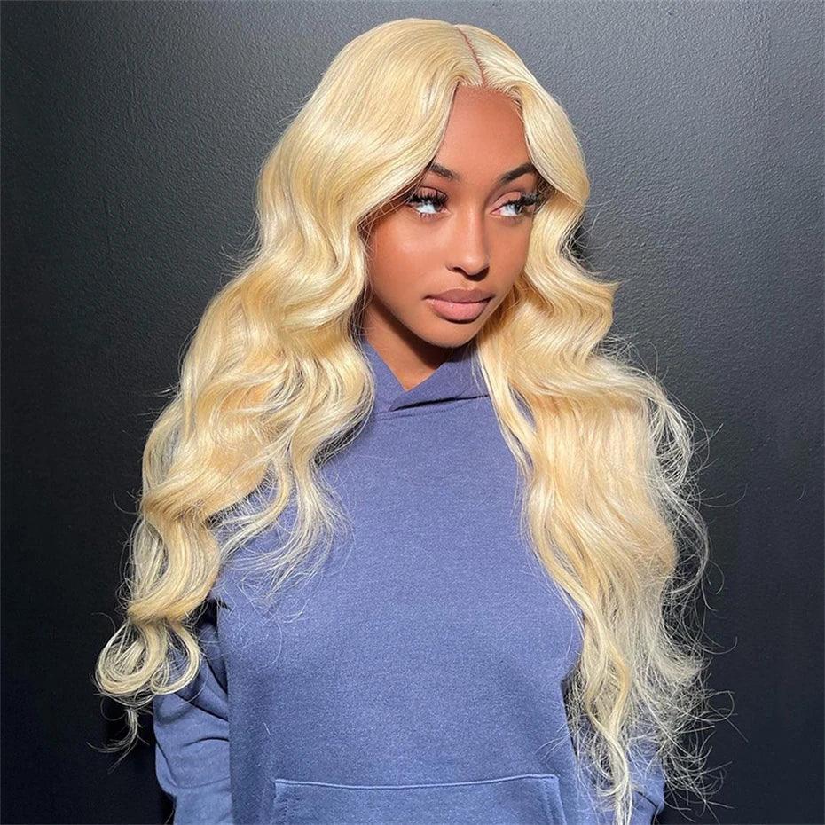 13x6 Silver Grey Straight Lace Front Human Hair Wigs Pre Plucked 613 Blonde Body Wave Frontal Wigs For Women Brazilian Hair Wigs - Luvia