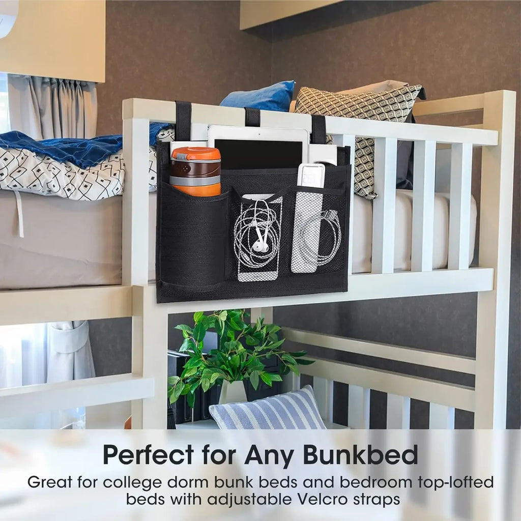 Bedside Caddy Storage Bag Multi Pockets Hanging Bag Bed Accessories Organizer Gadget Oxford Cloth for Dorm Bunk Hospital Book - Luvia