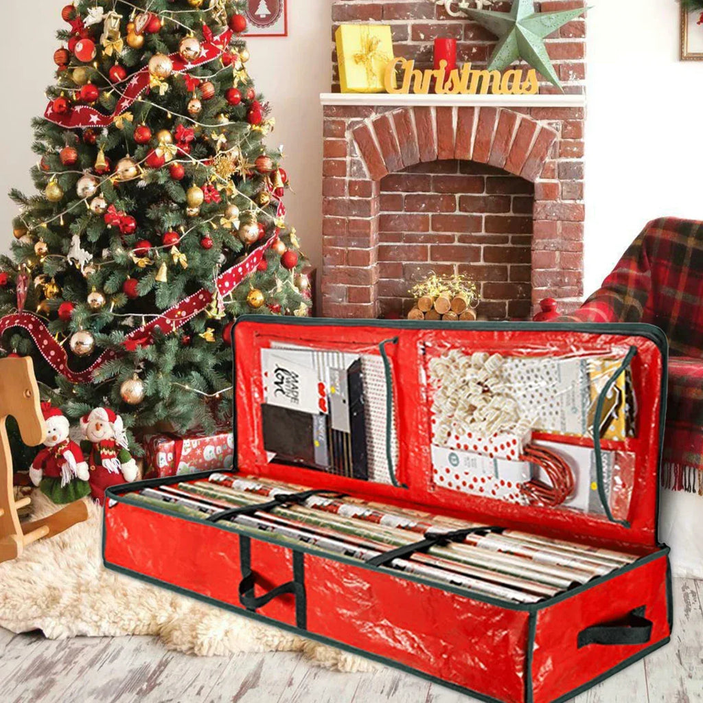 Christmas Gift Wrap Storage Bag 40 Inch Long Large Xmas Wrapping Paper Storage Box Dust-proof Holiday Accessories Organizer - Luvia