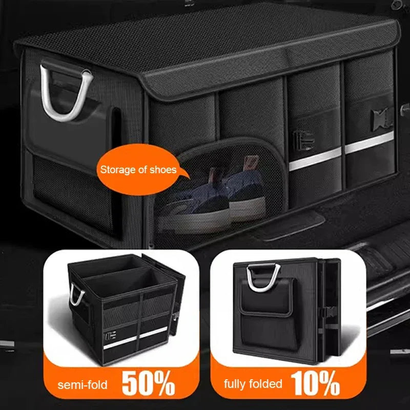 SEAMETAL Foldable Trunk Storage Box Waterproof Oxford Cloth 110L Large-Capacity Car Organizer for Camping/Fishing Easy to Carry - Luvia
