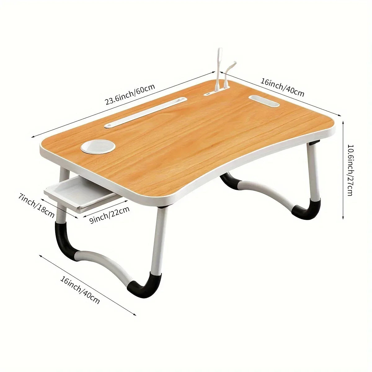 Extra Large Multifunctional Foldable Laptop Bed Desk - Multifunctional Tray Stand with Cup Holder and Drawer Stable and Durable - Luvia