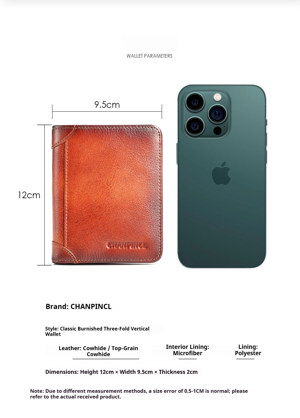 Boxed men's wallet short top layer cowhide wallet with classic three fold RIFD anti-theft brush  wallet gift box men purses