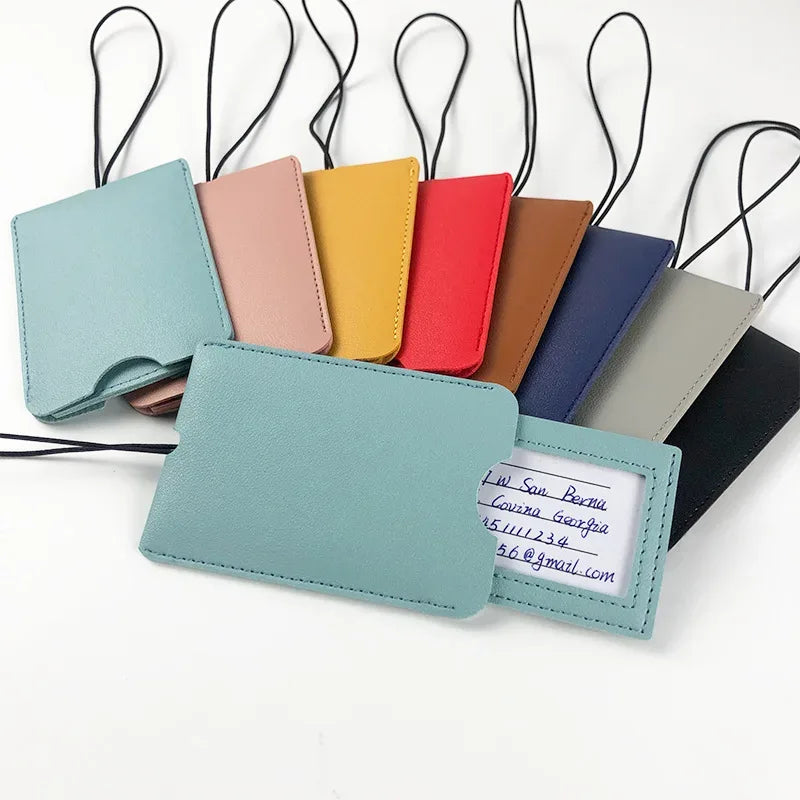 Pu Leather Luggage Tags Women Man Suitcase Bag Bag Tags for Luggage Name ID Address Holder Baggage Label Travel Accessories - Luvia