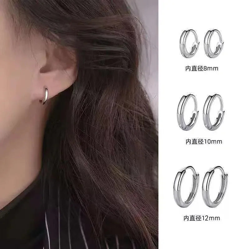 Exquisite 925 Sterling Silver Small Earrings, Plain Silver, Comfortable Earrings, Smooth Earrings, Suitable for Girls, Women - Luvia