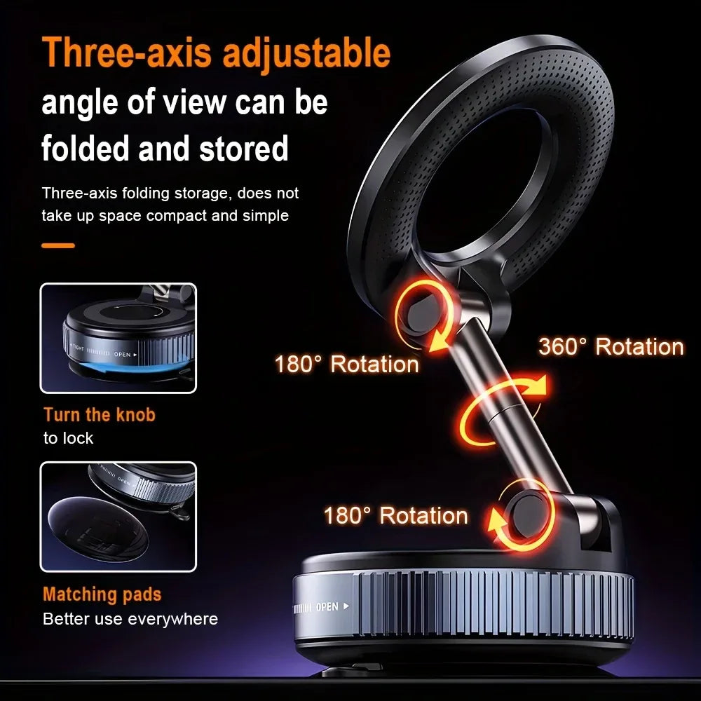 Magnetic Phone Car Holder Foldable 360° Rotation Adjustable Magnetic Mount for Car/Desk/Bathroom/Universal Use - Luvia