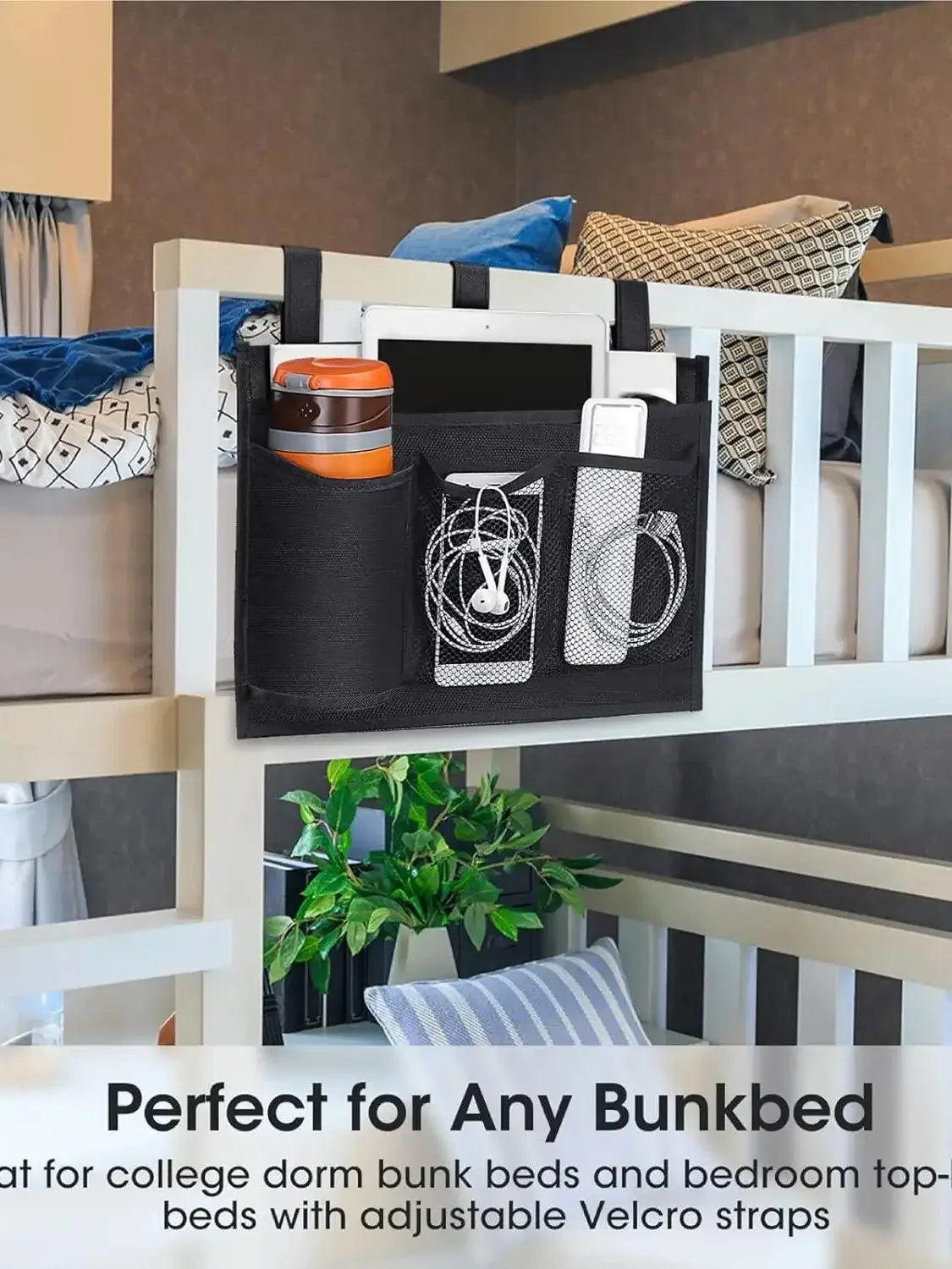 Bedside Caddy Storage Bag Multi Pockets Hanging Bag Bed Accessories Organizer Gadget Oxford Cloth for Dorm Bunk Hospital Book - Luvia