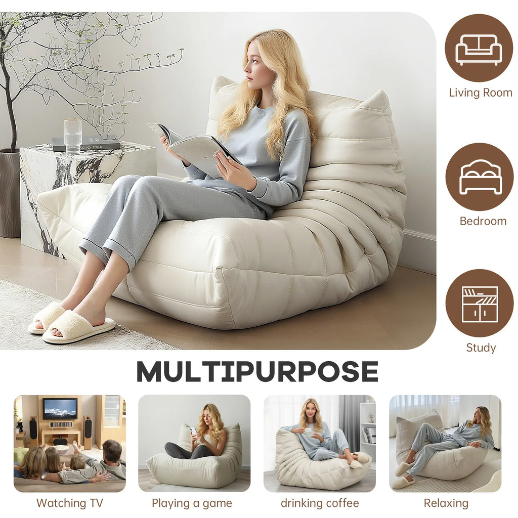 Modern Living Room, Adult Bean Bag Floor Sofa, Super Soft and Comfortable Memory Foam Lazy Sofa,  Recliner Furniture, Suitable f