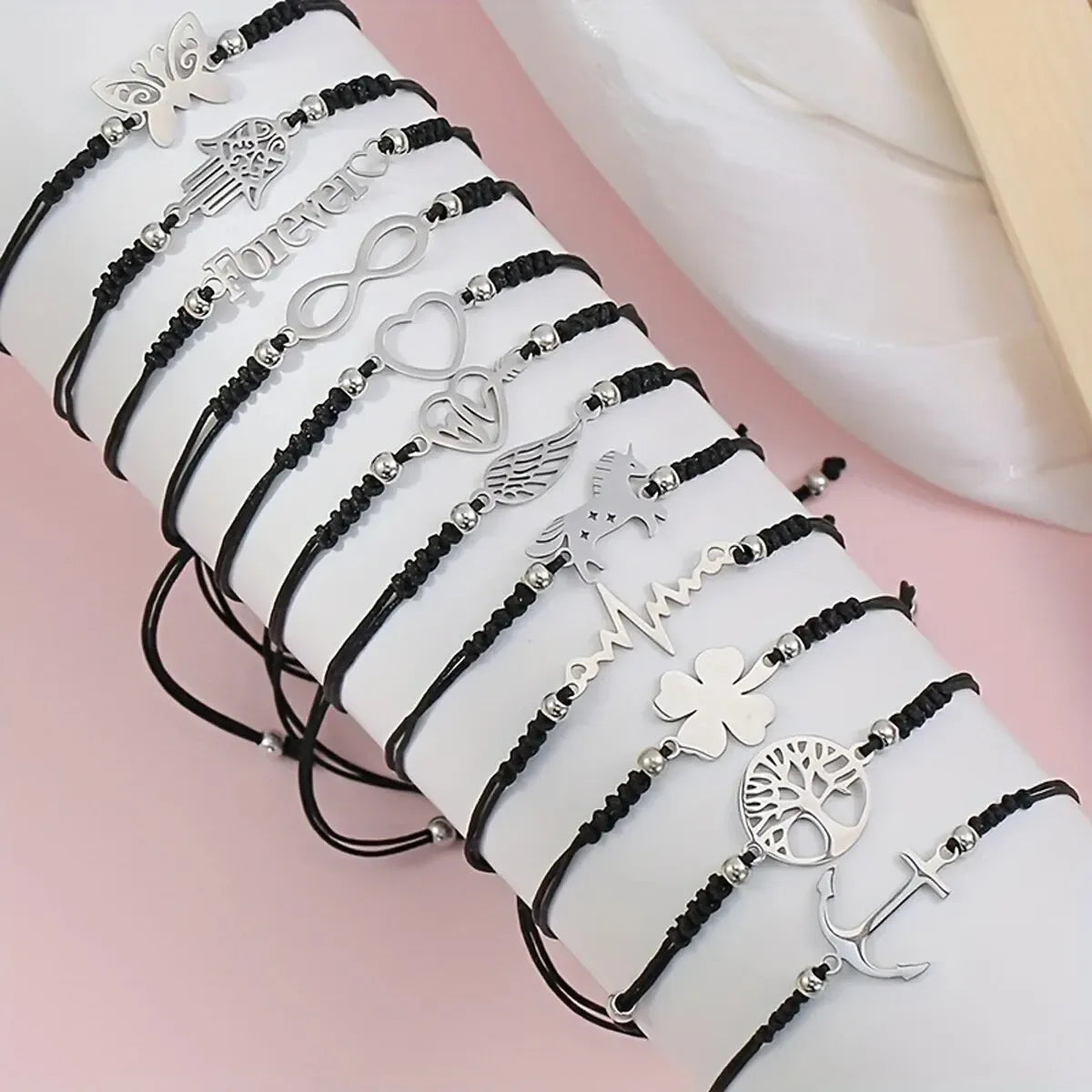 12pcs/set Stylish Stainless Steel Braided Charm Bracelet for Men - Perfect for Daily Wear and Gifting to Family and Friends - Luvia