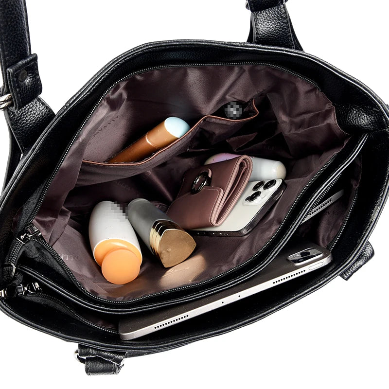 high-capacity Style Tote Bags for Women PU Leather Single Shoulder Underarm Bag Luxury Designer Handbags Travel Expanding wallet