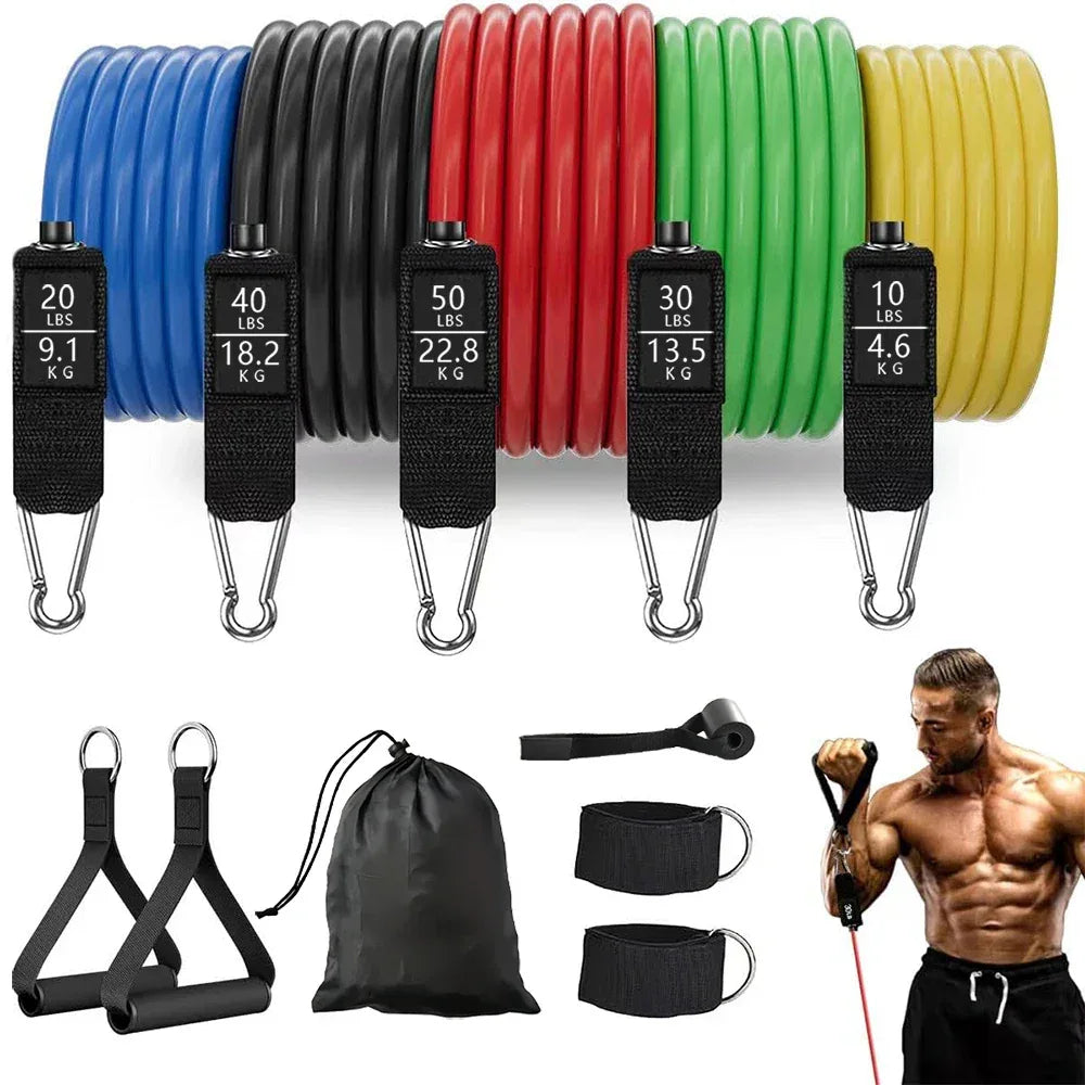 Resistance Band Set, Exercise Bands,Work Out Bands with Handles for Men and Women Fitness, Strength Training Home Gym Equipment - Luvia