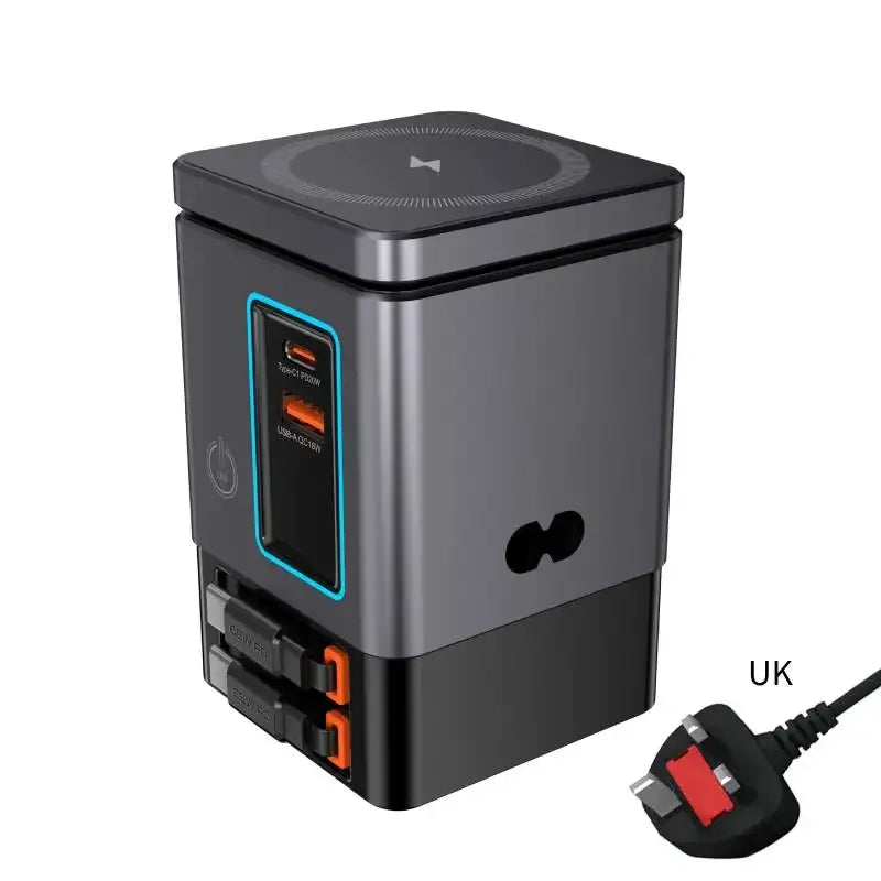 6-in-1 Charging Station with Retractable USB-C Cable Power Combo Tower 105W for Multiple Devices Fast Charger for iPhone Airpod - Luvia