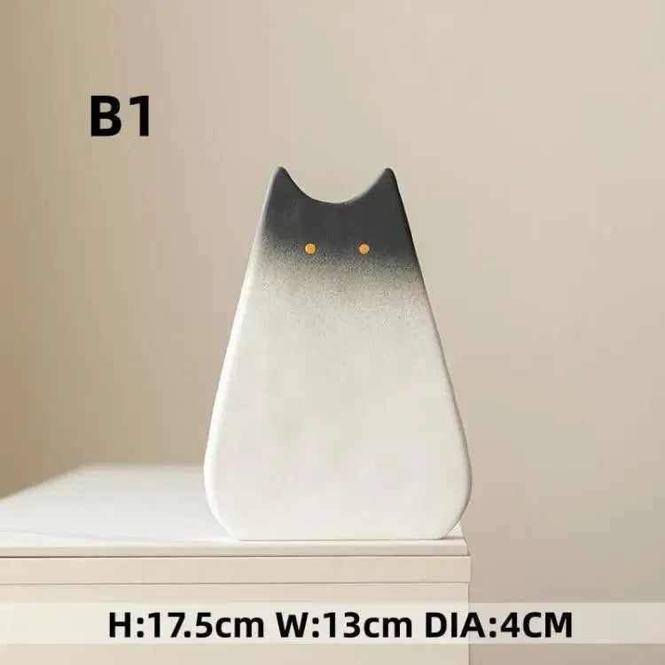 Cute cat-like ceramic vase, Nordic style, simple and cute, decoration for dried flower arrangement, hydroponic living room - Luvia