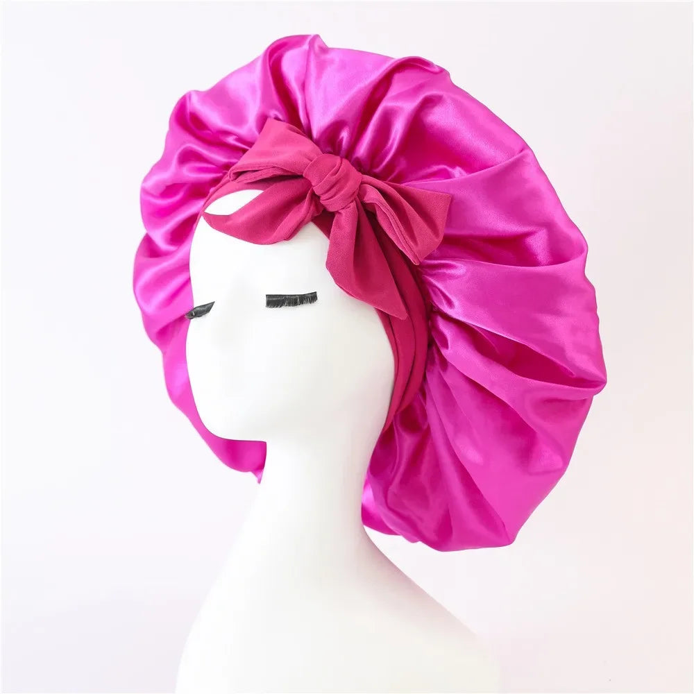 Sleeping Hat Women Satin Solid Night Sleep Cap Hair Care Bonnet Nightcap For Women Men Unisex Cap Bonnet De Nuit Shower Turban - Luvia