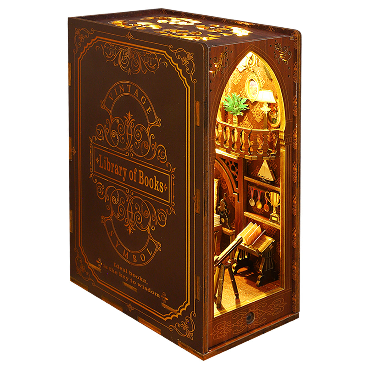 New DIY Book Nook Kit 3D Wooden Miniature Dollhouse Bookend Building with LED Light Bookshelf Decoration Birthday New Year Gifts