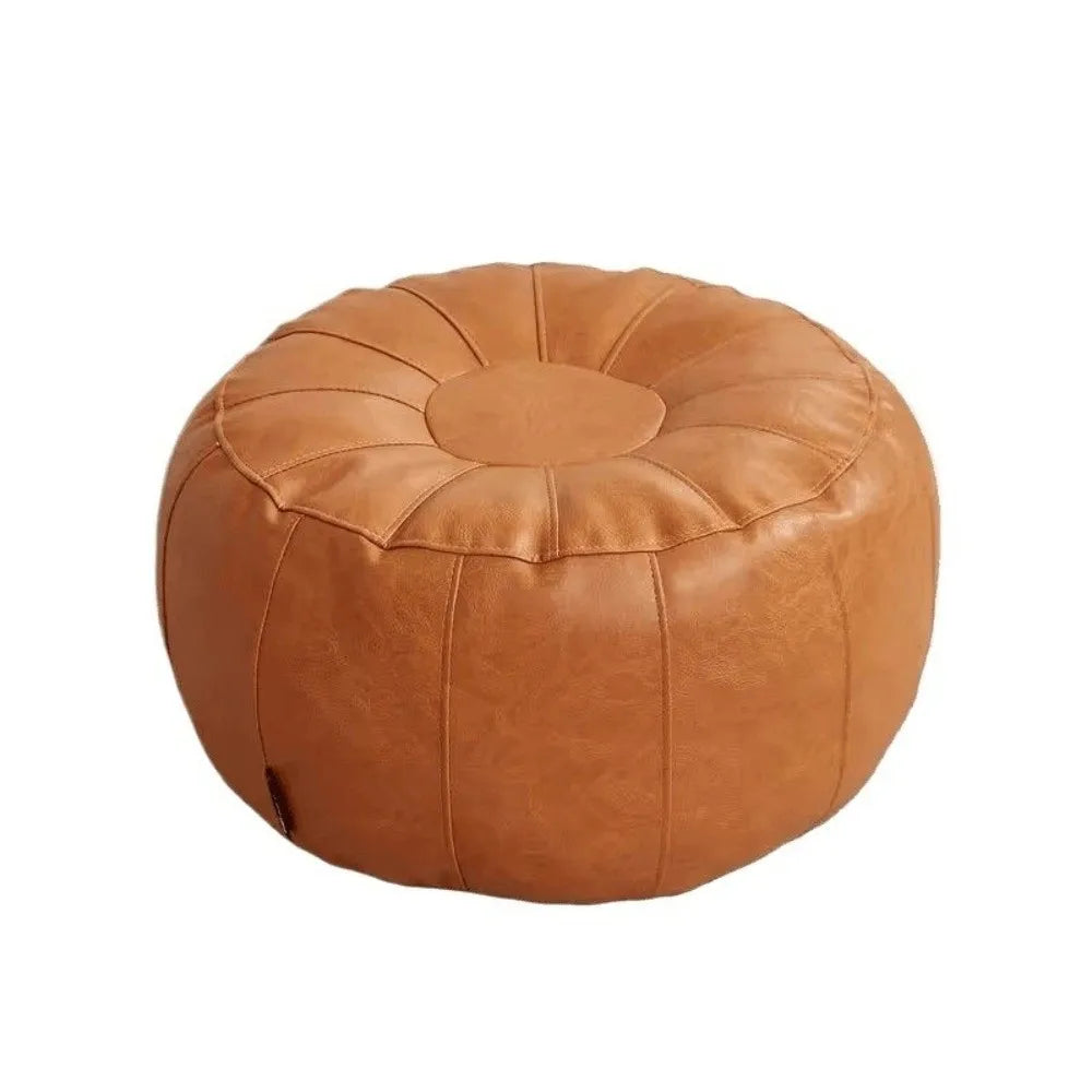 PU Leather Unstuffed Storage Leg Bench Need to Fill Clothes Large Capacity Storage Pouf Round Nordic Sofa Footstool Living Room