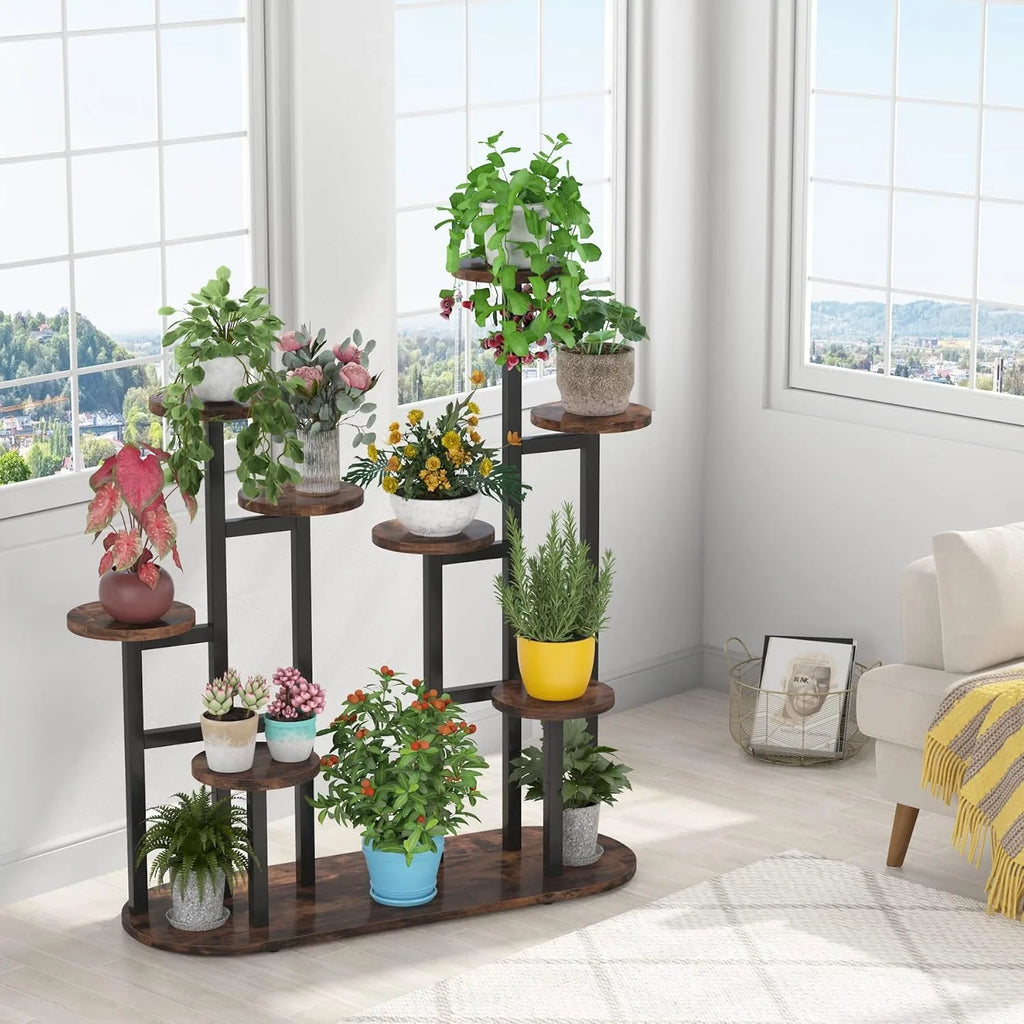 Plant Stand Indoor, Multi-Tiered 11 Potted Plant Shelf Flower Stands, Tall Plant Rack Display Holder Planter Organizer