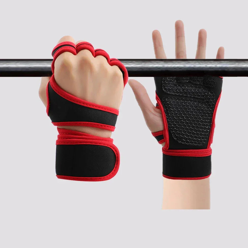 Sports Weight Lifting Workout Gloves ，with Built-in Wrist Wraps Full Palm Protection，Grip Great for Gym Pull Ups Cross Training - Luvia