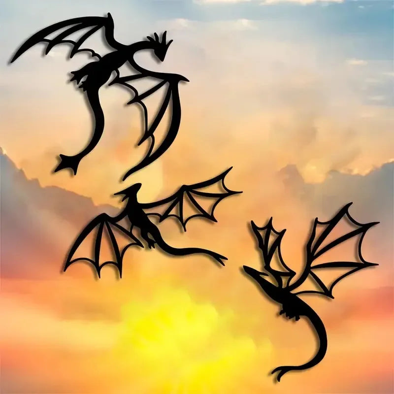 Dragon Metal Wall Art, Gift for Dragon Lovers, Room Decoration, Legend Cave Fantasy Art, Metal Mural Indoor and Outdoor Home Terrace Balcony Decoration, - Luvia