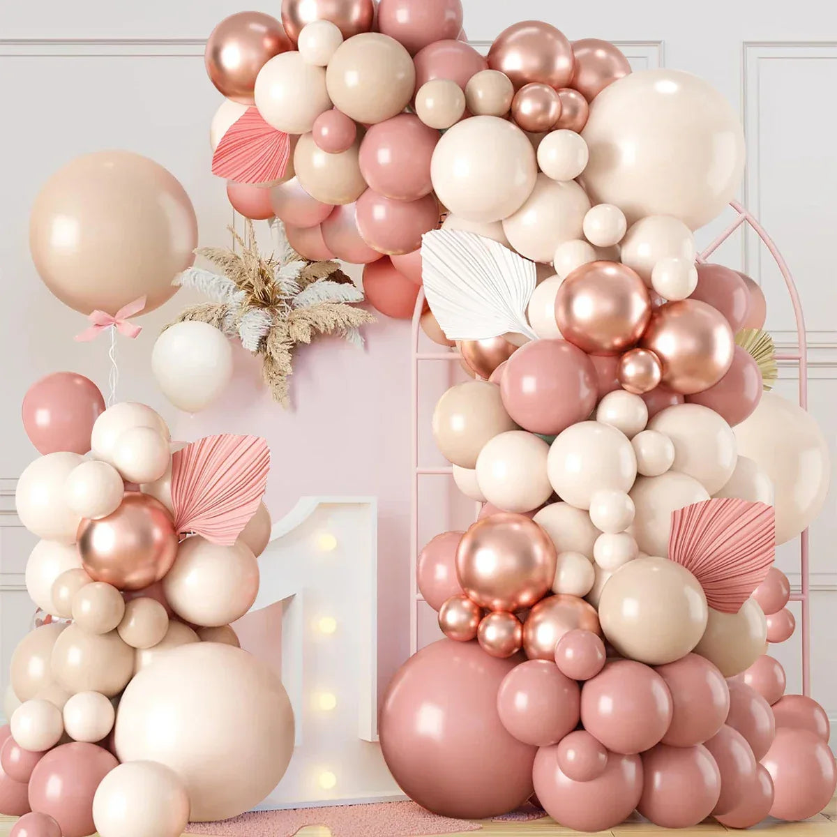 Blush Retro Pink Ivory White Balloons Garland Arch Kit for Birthday Party Wedding Baby Shower Decorations Party Supplies - Luvia