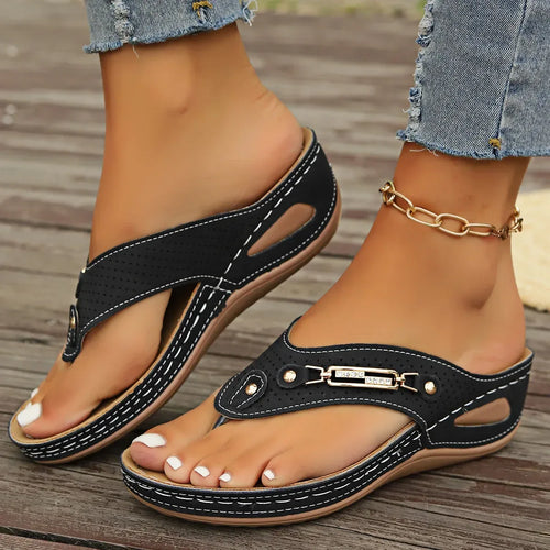 2025 Summer Womens Orthopedic Sandals Orthopedic Flip-Flops With Arch Support Thick Sole Slippers Non-Slip For Daily Wear Beach - Luvia