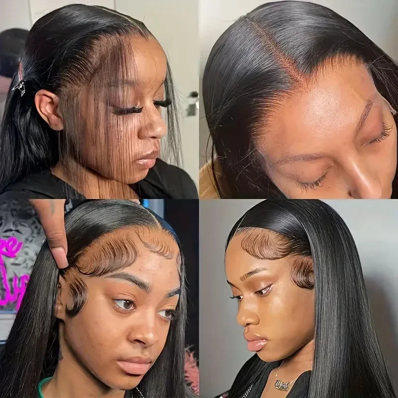 360 Full Hd Lace Wig Invisible Drawstring Glueless Wig Straight Human Hair Natural Color 220 Density Pre Plucked Ready To Wear - Luvia