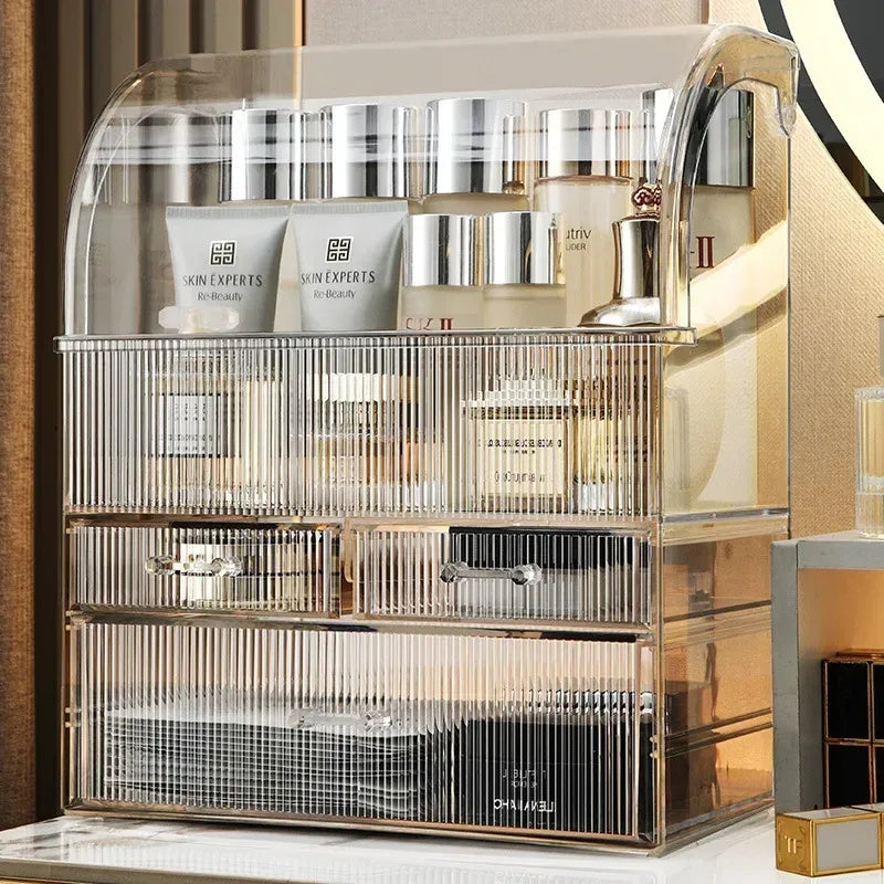 30x17.5x36cm Large Drawer Organizer Makeup Clear Acrylic Box With Perfume Cosmetic Display Capacity Lid Cosmet Storage Box - Luvia