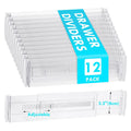 Drawer Dividers, 12 pack Adjustable Drawer Organizer, Clear Expandable Dresser Organizer for Clothes Kitchen Utensils Storage - Luvia