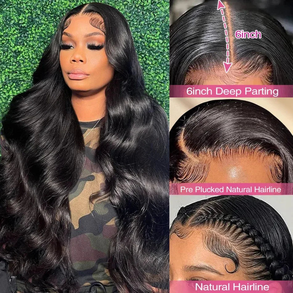 Body Wave Human Hair Wigs 100% Human Hair Quality 13X6 Hd Lace Frontal Wig 250 Density Brazilian Original 40Inch Lace Front Wigs - Luvia