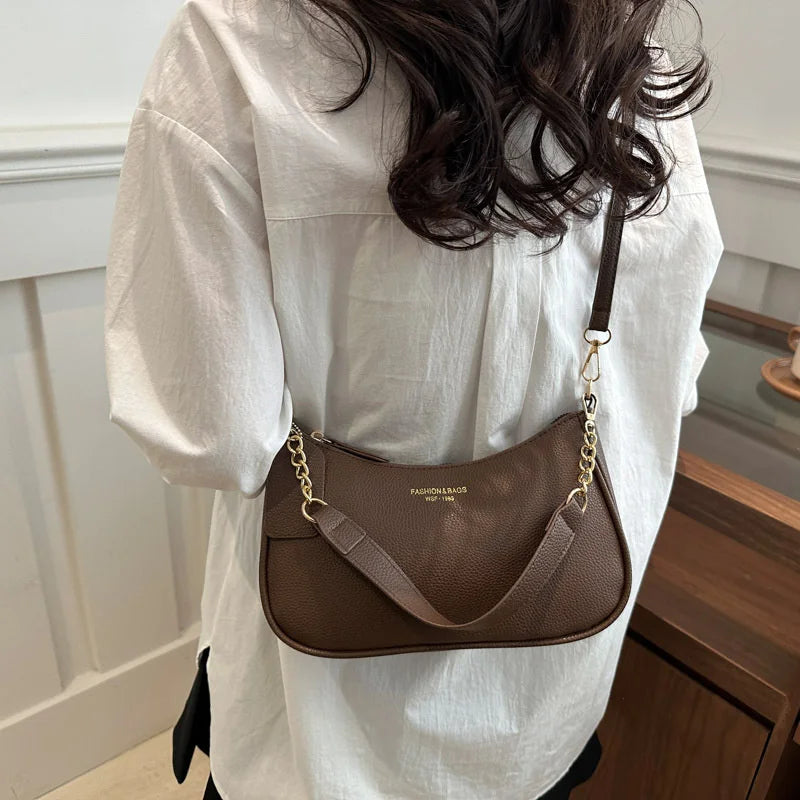 Cherry Pendant Crossbody Bag for Women PU Leather Crescent Bag Adjustable Strap Underarm Bag Closure Handbag for Work Travel